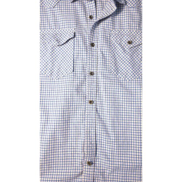 Wrangler Men's Long-Sleeve Western Plaid Shirt Blue/Beige L - Picture 5 of 8
